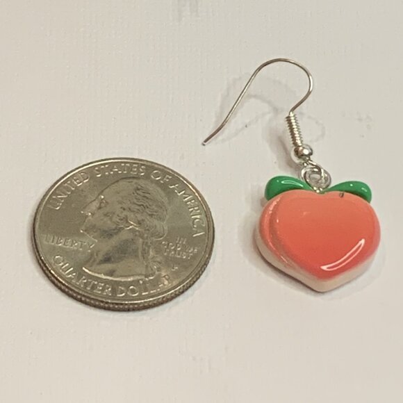 Peach Earring, Fruit Earring, Funny Food Earring, Gift Idea, Georgia Earring - Picture 5 of 5